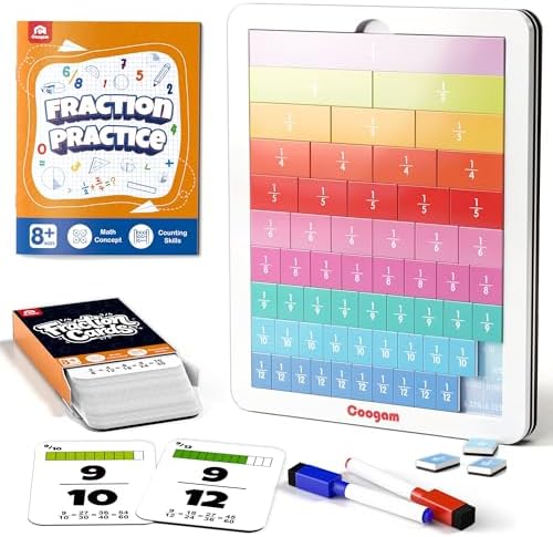 Coogam Magnetic Fraction Tiles, Montessori Math Manipulatives Games by Coogam