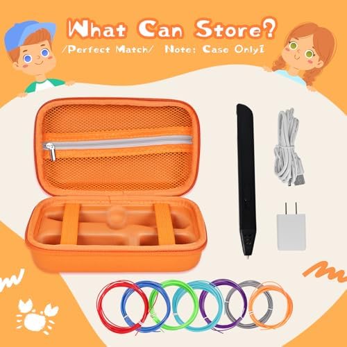 Hard Case Compatible with MYNT3D Super/Professional Printing 3D Pen, Orange - Image 2