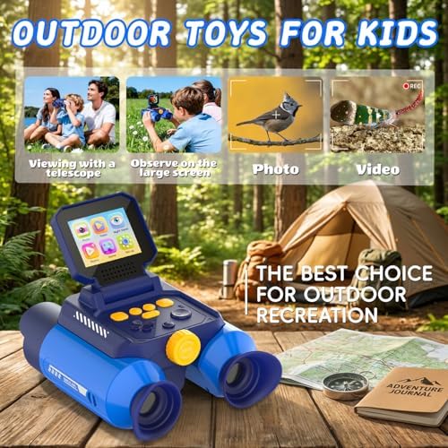 Binoculars for Kids with Night Vision, 2.4" HD Screen & 10X Zoom for Photo and Video - Outdoor Adventure Binoculars Bird Watching, Camping, Hiking, Gifts for Kids Ages 4+ (Blue) - Image 6