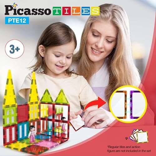 PicassoTiles Mirror Magnetic Building Tile Blocks, Construction Sensory Gifts Magnets Expansion Square Set, Toddler Magnets, Educational Toys for 3+ Year Old, Kindergarten Toys, Stacking Blocks - Image 3
