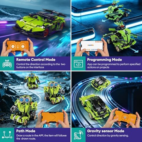 LECPOP 5-in-1 STEM Building Blocks Kit, RC Sports Car and Transform Robot - Image 5
