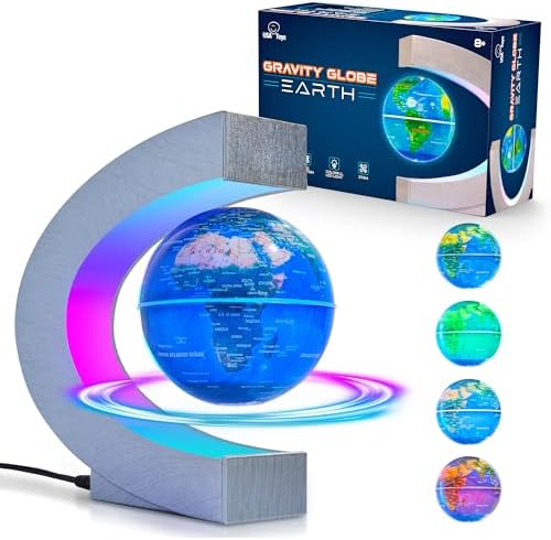USA Toyz Gravity Globe Earth Ball and C Frame Set - Magnetic Levitating Lamp with Multicolor LED Lights, Spinning Rotating Floating Globe for Desk, Stand Compatible with USA Toyz Gravity Planets by USAToyz