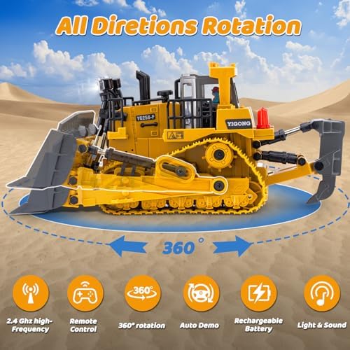 Remote Control Bulldozer Toys, Construction Vehicles Trucks for Kids - Image 2