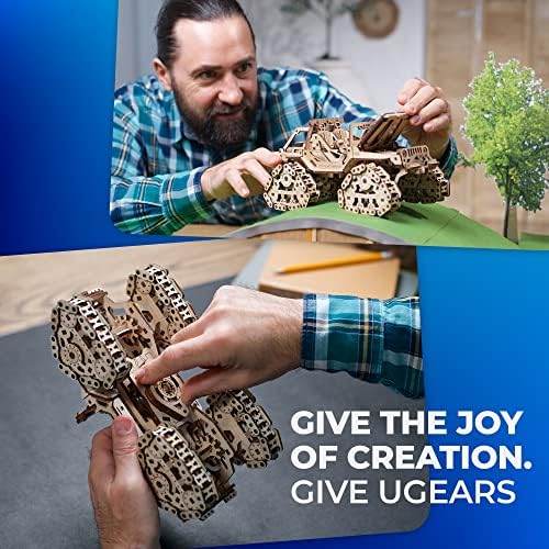 UGEARS Tracked Off-Road Vehicle - 4WD Model Vehicle Kits to Build - DIY 3D Car Model Puzzle with Spring Motor, 2 Driving Modes, Openable Hood with Engine - 3D Wooden Puzzles for Adults - Image 2