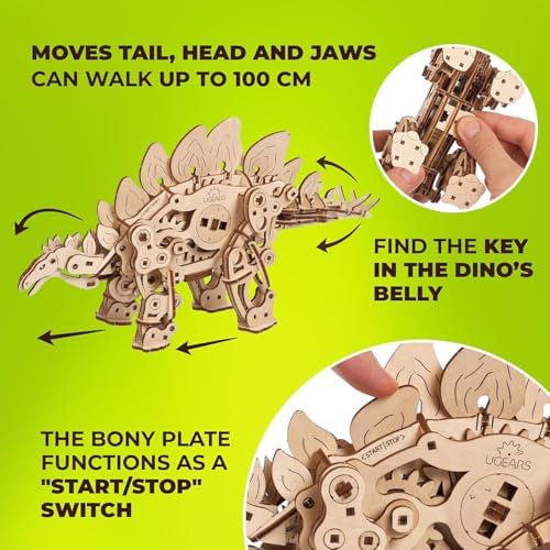 UGEARS Stegosaurus 3D Puzzle, Stegosaurus Models Dinosaur Building Kit, Mechanical Dinosaur Puzzle Model Kit for Assembly, DIY Kits for Adults Dinosaur Gifts, 305 Pcs - Image 5