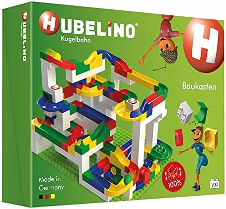 Hubelino Marble Run - 200-Piece Big Building Box - The Original! Made in Germany! - Certified and Award-Winning Marble Run - 100% Compatible with Other Building Sets by Hubelino