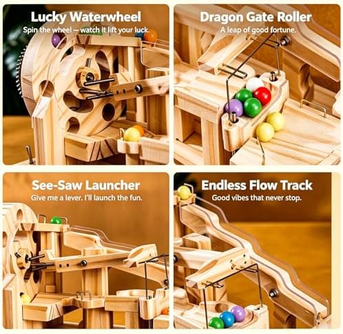 3D Wooden Marble Run Puzzle - Electric Kit for Adults, STEM Gift - Image 4