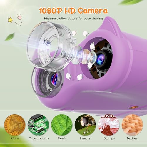 2-in-1 Kids Microscope Telescope, Temodu 2.0" 1000X Digital Microscope for Kids, HD Portable Education Telescope for Kids Birthday Festival Gift, Science Fun Toys for Children Age 4-12 (Purple) - Image 3