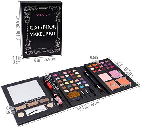 SHANY Luxe Book Makeup Set - All In One Travel Cosmetics Kit with 30 Eyeshadows, 15 Lip Colors, 5 Brushes, 4 Pressed Blushes, 3 Brow Colors, and Mirror - Image 4
