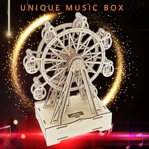 Wooden 3D Puzzle for Adults Mechanical Ferris Wheel Music Model Kits Wood DIY Crafts Kit to Build for Age 14+ Years Old - Image 3