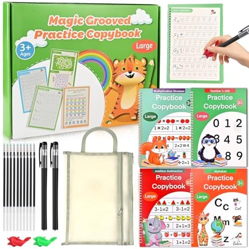 Goldge Magic Grooved Writing Practice for Kids 3-8 – 4 Handwriting Practice by Goldge