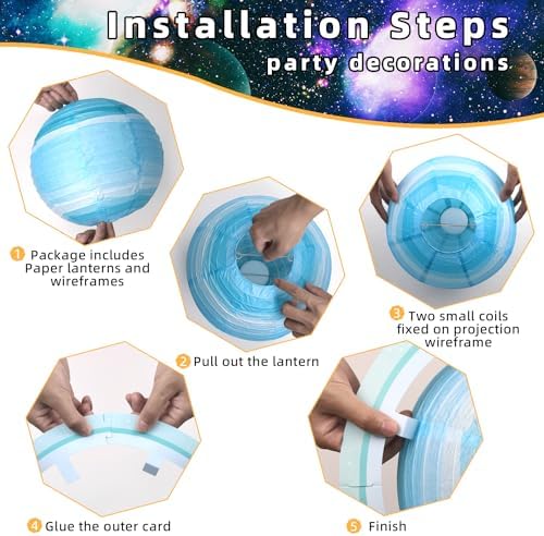 Planet Paper Lanterns, Planet Lanterns, 25 Pcs Paper Lanterns Party Decorations, Space Paper Lanterns for Kids Space Theme Party, Birthday Room Decorations - Image 5