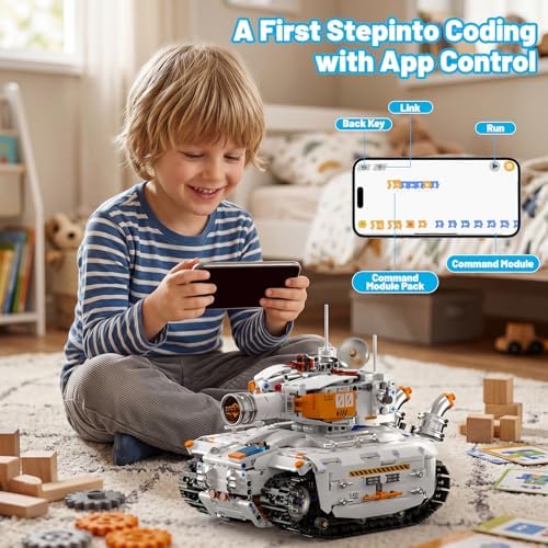 HPROMOT 2 in 1 STEM Building Kit, 1129PCS App & Remote Control Excavator Tank Coding Robot, Technic Programmable Construction Blocks, Educational Engineering Science Gift for Boys Girls Ages 8-16 - Image 3