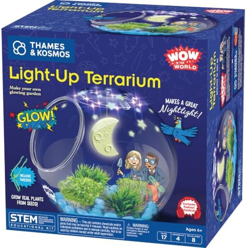 Wow in The World Light-UP Terrarium | Grow Plants, Decorate Your Terrarium, Glow-in-The-Dark, UV Lights, Companion Audio Content, Bonus Reusable Science Tool, STEM Toy for Kids 6+ by Thames & Kosmos by WowintheWorld