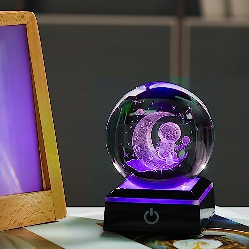 3d Astronaut Moon Crystal Ball Planets Space Decor Astronomy Science Gift - Image 3