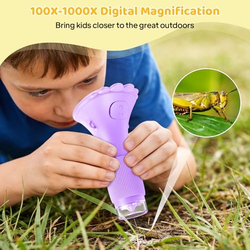Ashfly Microscope for Kids 200x Zoom 2-Inch HD Kids Microscope Camera - STEM Learning Kit | Portable Science Tool | Perfect for Ages 3-12 Girls | Purple - Image 3