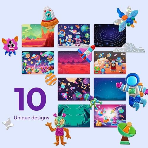 Klever Kits Outer Space Foil Art Kit for Kids - Arts & Crafts Supplies, Mess Free Coloring, Galaxy Foil Foam Stickers, Creative Travel Toys, Birthday Gifts for Boys & Girls Ages 4 and Up - Image 2