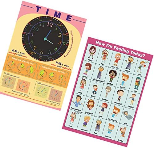 SANTSUN Set of How I'm Feeling Today? & Telling Time Posters for Toddler and Kid.Perfect Educational Tool and Classroom Decorations for Classroom, Homeschool,Teachers and Parents(17x24in) - Image 5