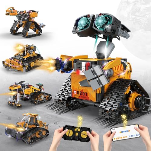 STEM Robot Building Kit for Kids – 5-in-1 Remote & App-Controlled Wall Robotics Set, Engineering Coding Robot Toys, Birthday Gifts for Boys & Girls Ages 6-12+ (673 PCS) by partyfavors