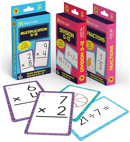 Carson Dellosa 3-Pack Math Flash Cards, Ages 8-12, Multiplication by CarsonDellosaEducation