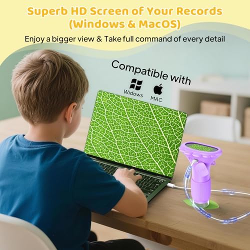 Ashfly Microscope for Kids 200x Zoom 2-Inch HD Kids Microscope Camera - STEM Learning Kit | Portable Science Tool | Perfect for Ages 3-12 Girls | Purple - Image 6