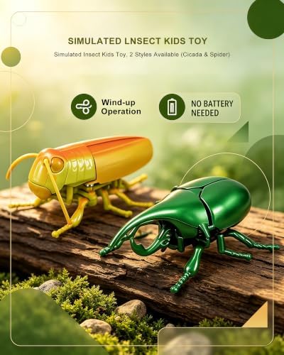 2-Pack Wind-Up Beetle Toy, Movable Head & Tail Insect (Beetle+Locust) - Image 5