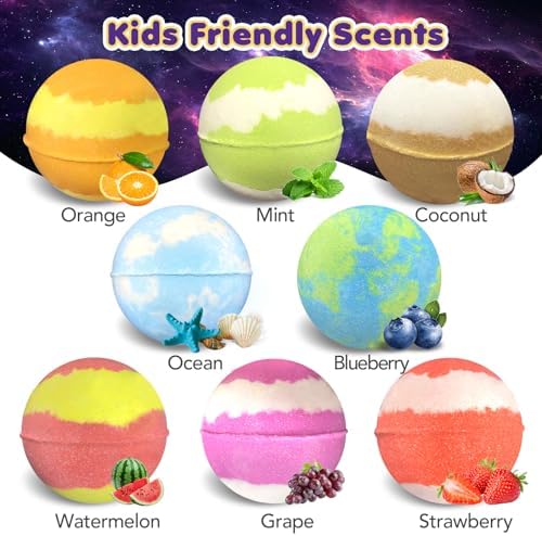 Bath Bombs for Kids with Toys Inside, 8 Light up Bath Bomb of Solar System Set, Planet Bath Bomb with Surprise Inside, Kid-Friendly Bubble Bath Fizzies Gifts for Boys Girls - Image 2