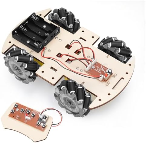 STEM Projects for Kids 6 7 8 9 10 11 12 Year Old ，Build Your Own 4WD Remote Control Car，Science Experiment Electronics Kit，Robotic Car with 68mm Mecanum Wheel ，DIY rc car kit by ScienSta