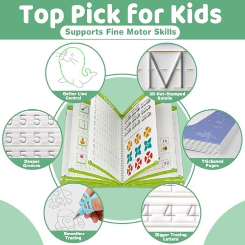 Magic Grooved Writing Practice Book for Kids Ages 3-8, Preschool Workbook - Image 3
