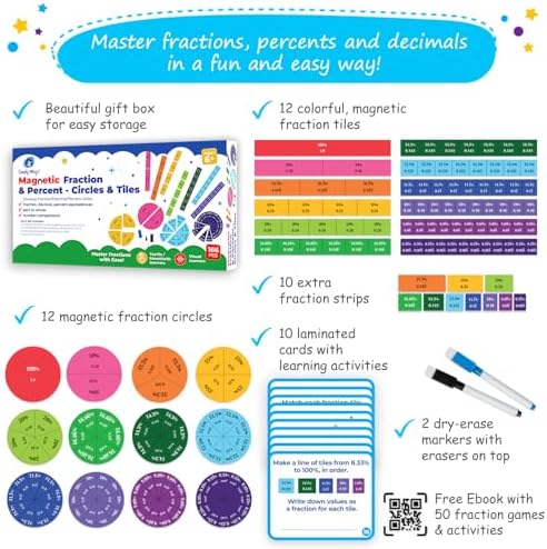 Simply Magic 178 PCS Magnetic Fraction Tiles - Fraction Magnets - Image 4