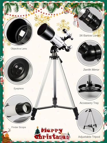 Telescope for Adults Astronomy Beginners - 70mm Aperture and 400mm Focal Length Astronomical Refractor Telescope Great Astronomy for Christmas with Package, White - Image 5