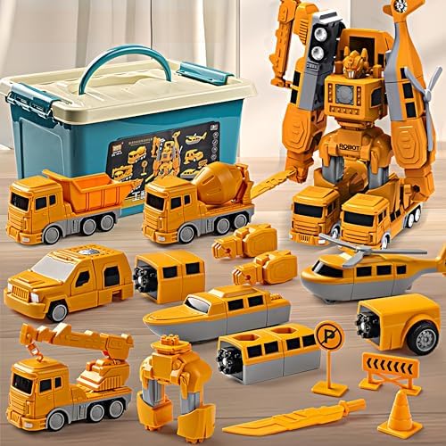 Magnetic Transform Engineering Car Assembled Toys with Storage Box, Magnetic Cars and Trucks for Kids, Magnetic Blocks for Toddlers,Outdoor Activities for Kids Ages 3-5 4-8 by KKPOT