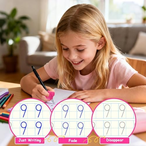 6 Pack Magic Grooved Writing Practice Books for Kids,Reusable Handwriting Practice with Pen,Pencil Grisp,Cute Seal and Learning Schedule ,Pecfect Tracing Copybook for Kindergarten Preschool Age 3-8 - Image 5