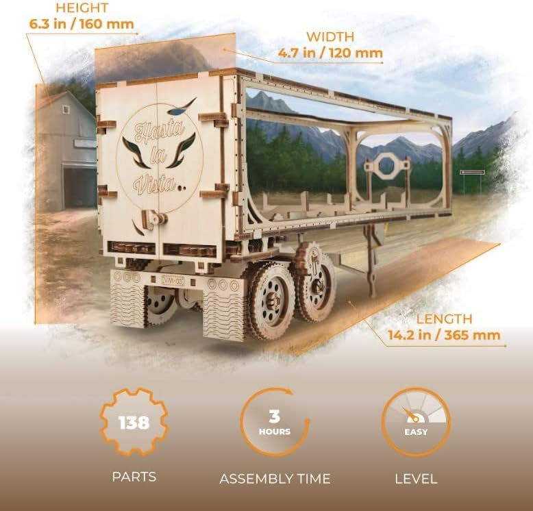 UGEARS 70057 Trailer for Heavy Boy Truck VM-03 Mechanical Model kit - Image 4