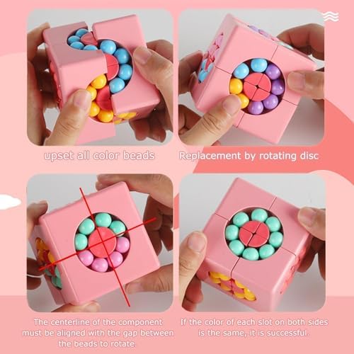 YUDANSI Magic Bean Cube Toy, Rotating Magic Bean Puzzle& Fidget Spinner 2-in-1, Rotating Magical Cube Fidgets Gift for Kids Boys Girls Age 3+, 5-7, 8-12, Brain Teaser Fingertip Toys for Teens Adults - Image 2