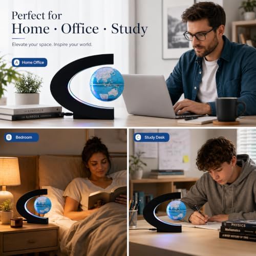 Magnetic Levitation Rotating World Globe with LED Light and Touch Control - Image 5