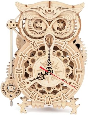 ROKR 3D Wooden Puzzles for Adults Owl Clock - Mechanical Model Building Kit DIY Hobbies for Men Women 161PCS Clock Puzzle Creative Craft Gift Home Decor for Family by ROKR-InterestingSmartPuzzleToys