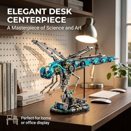 Mechanical Technik Dragonfly Building with Light, Compatible with Lego for Adults, Insect Animal World Model & Display Stand, Educational STEM Toys for Boys Home or Office Décor (866PCS) - Image 6