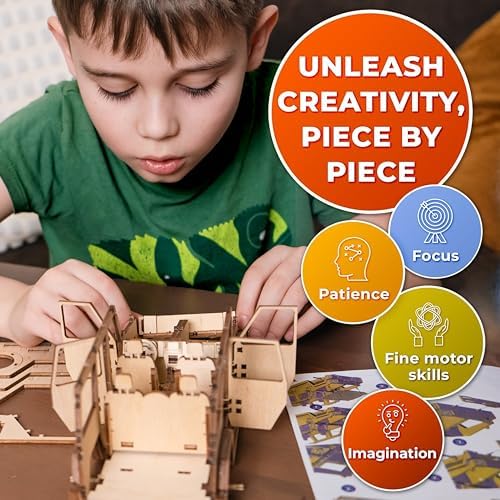 CG Games 3D Wooden Puzzles,RoverPlex F9 Jeep Car Model Kit. Self Building Vehicle DIY Kits, Wood Puzzle Models for Kids to Build, Brain Teaser Educational Puzzle Gifts for 8 Years Old and Up - Image 3