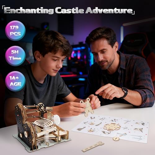 Motorized 3D Wooden Puzzles Marble Run Set for Adults & Teens, Mechanical Marble Run Model Kit to Build, Fun STEM Engineering Gift & Unique Desktop Decor, Christmas Birthday Gift - Image 6