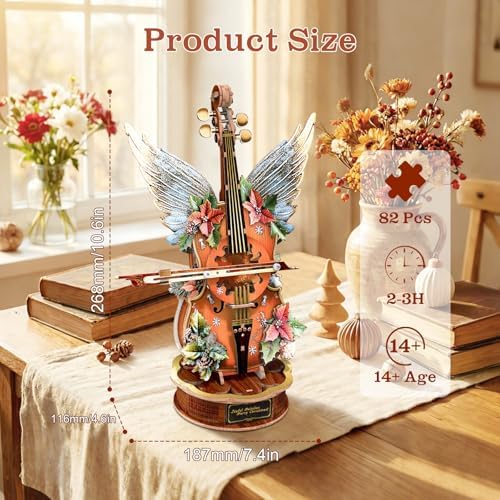 3D Puzzles for Adults, Wooden Model Kits-Music Box, DIY Mechanical Musical Instrument Puzzle, Unique Vintage Decor Craft Kits, Birthday Gifts for Men Women - Image 2