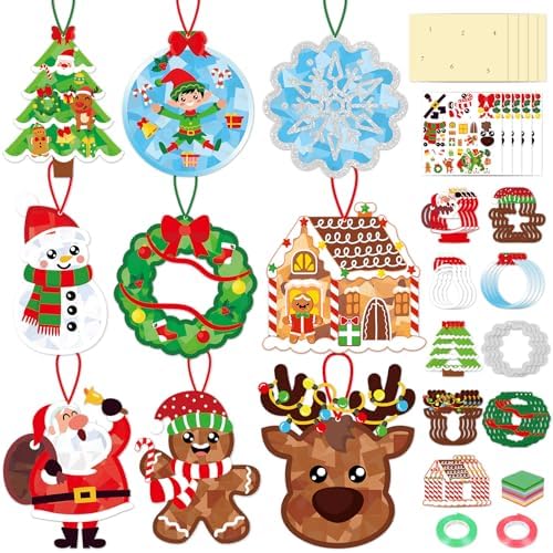 Renbuzhu 36PCS Christmas Crafts Bulk: Xmas Paper Suncatchers DIY Kit for Winter Holiday Activities Decorations, Window Stained Glass Effect Art Ornaments by Renbuzhu