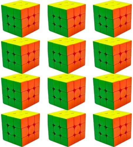 12 Pack Speed Cube Set | Magic Cube for Party Favors 3x3x3 Stickerless Magic Puzzle Cubes Gifts for Kids by GrekelyrunSpeedCubeToys