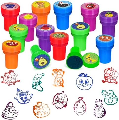 Cinrobiye 24 Pcs Summer Fruit Stampers Party Favor Set, Cute Fruit Stamps for Kids Birthday Party, Classroom Rewards, Carnival Prizes, Goody Bag Fillers, Summer Themed Party Supplies by Cinrobiye