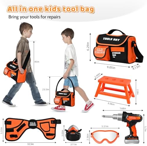 Kids Tool Set 49 PCS Toy Drill Kit with Tool Belt & Bag for Ages 3-8 - Image 5