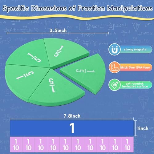 Magnetic Fraction Tiles & Fraction Circles Set-Fraction Manipulatives - Image 5