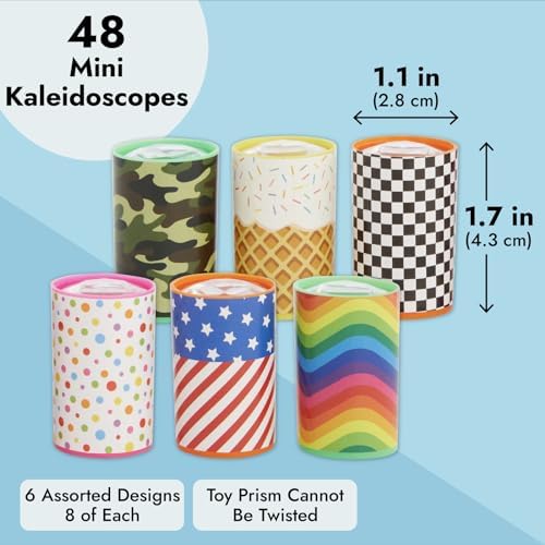 Blue Panda Mini Kaleidoscopes Prism Set for Kids - 48 Pack with 6 Designs - Bulk Science Party Favors & Classroom Prizes - Birthday Party Supplies - Image 4