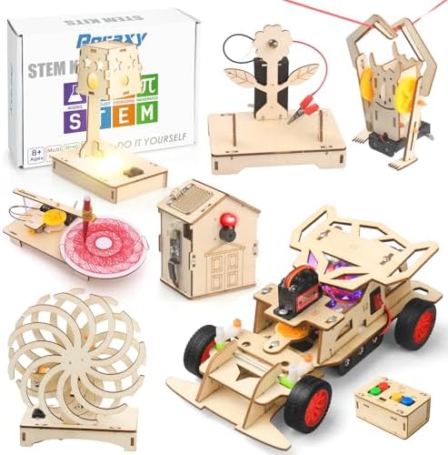 Poraxy 7 in 1 STEM Kits for Kids Ages 8-12, Robot Building Kit for Kids 6-12 6-8 5-7, Engineering Building Toys Experiments Xmas 3D Puzzles Birthday Gifts 7 8 9 10 11 12 13 Yr Old Boys Girls by Poraxy