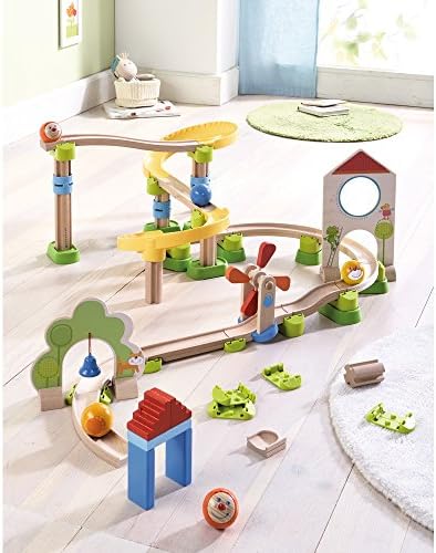 HABA Ball Run Expansion Set, Kullerbu Connectors and Base Building Set for Elevated Marble Runs and Tracks - 8 Piece STEM Toys Accessory Set - Image 2