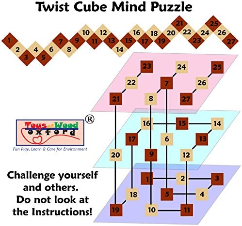 Wooden Twist Cube IQ Puzzle, Brain Teaser Puzzle for Kids and Adults - Image 4